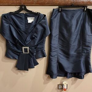 DAYMORE COUTURE 2 piece skirt set FORMAL Evening STUNNING wedding blue 16